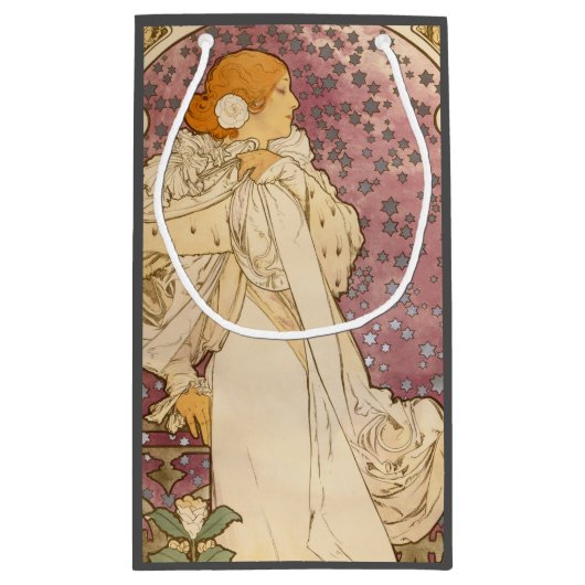 Mucha Art Nouveau Woman Beauty Klein Cadeauzakje (Achterkant)