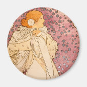 Mucha Art Nouveau Woman Beauty Magneet (Voorkant)