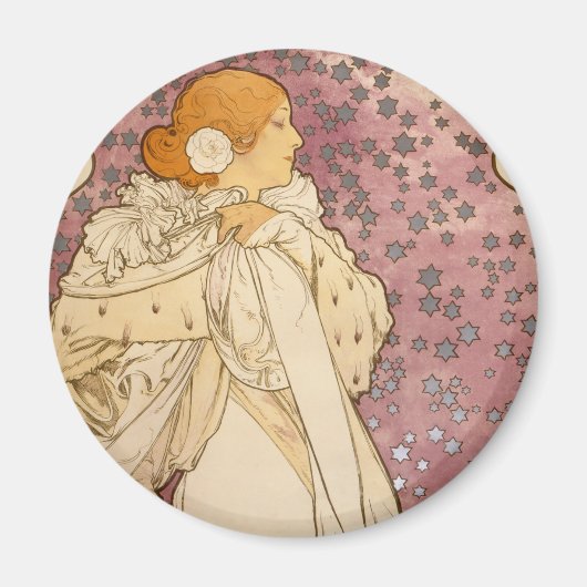 Mucha Art Nouveau Woman Beauty Magneet (Voorkant)