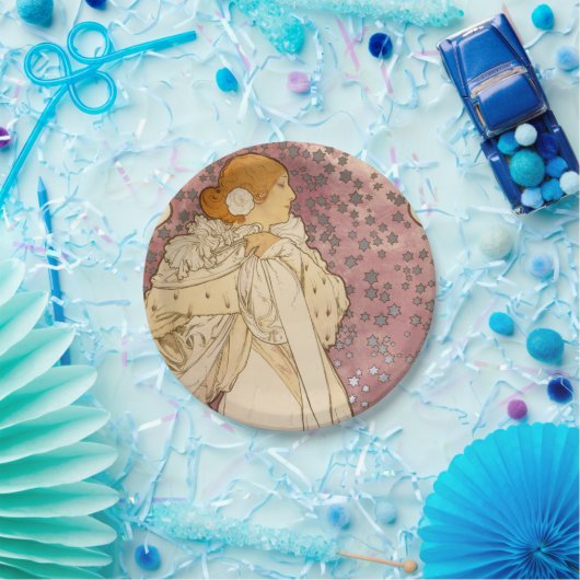 Mucha Art Nouveau Woman Beauty Papieren Bordje (Feest)
