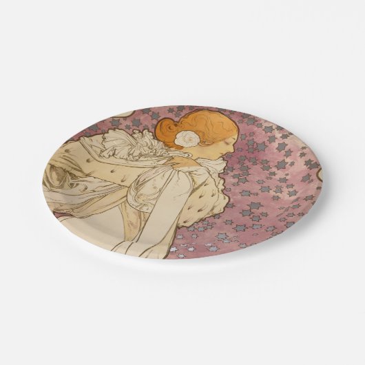 Mucha Art Nouveau Woman Beauty Papieren Bordje (Gekanteld)