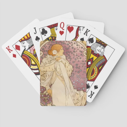 Mucha Art Nouveau Woman Beauty Pokerkaarten (Achterkant)