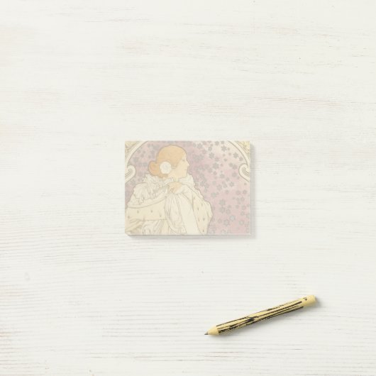 Mucha Art Nouveau Woman Beauty Post-it® Notes (Op bureau)