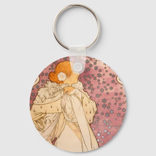 Mucha Art Nouveau Woman Beauty Sleutelhanger (Voorkant)