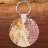 Mucha Art Nouveau Woman Beauty Sleutelhanger (Voorkant)