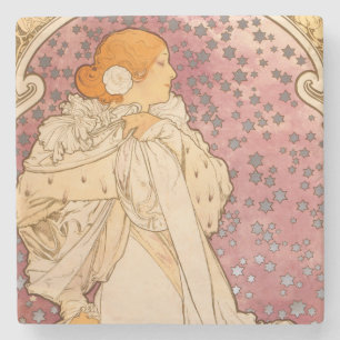 Mucha Art Nouveau Woman Beauty Stenen Onderzetter