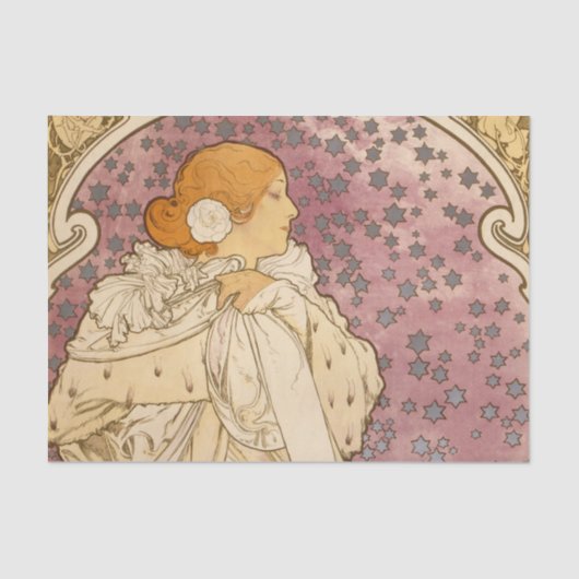 Mucha Art Nouveau Woman Beauty Tissuepapier (Voorkant)