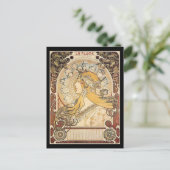 Mucha Art Nouveau Woman Briefkaart (Staand voorkant)