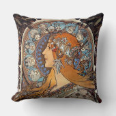 Mucha Art Nouveau Woman  Franse dierentuin Kussen (Voorkant)