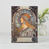Mucha Art Nouveau Woman Franse Kaart van de diere (Staand voorkant)