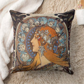 Mucha Art Nouveau Woman  Franse Zodiac Post Kussen (Deken)
