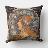 Mucha Art Nouveau Woman  Franse Zodiac Post Kussen (Achterkant)