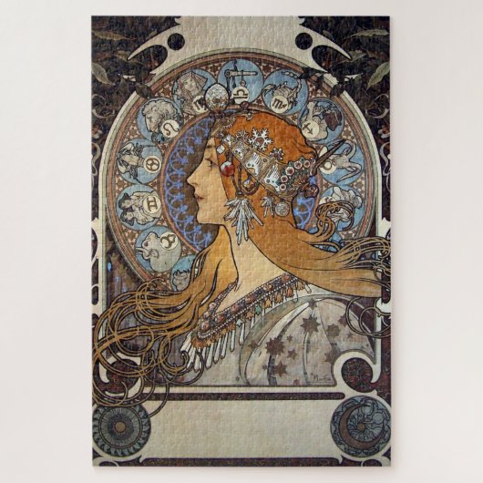 Mucha Art Nouveau Woman  Franse Zodiac Post Legpuzzel (Verticaal)