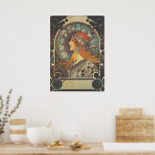 Mucha Art Nouveau Woman Franse Zodiac Post Poster (Keuken)