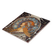 Mucha Art Nouveau Woman Franse Zodiac Post Tegeltje (Zijkant)