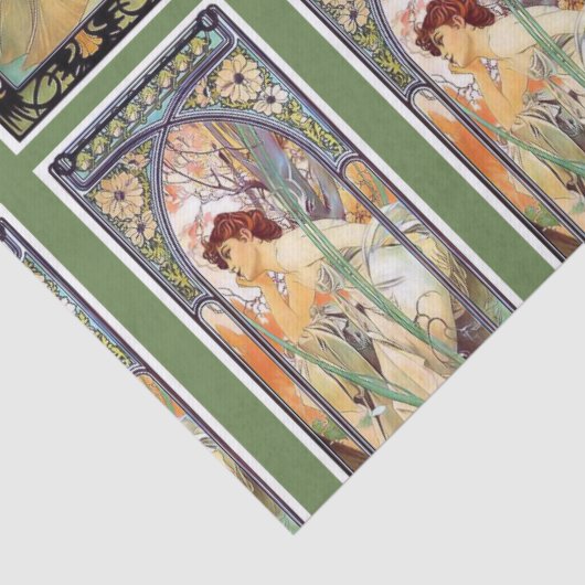 Mucha Art Nouveau Wrapping Tissue Paper Tissuepapier (Detail)