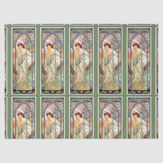 Mucha Art Nouveau Wrapping Tissue Paper Tissuepapier (Voorkant)