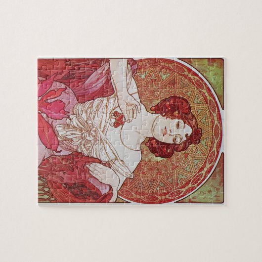 Mucha Art  Red Elegant Ruby Lady Legpuzzel (Horizontaal)