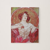Mucha Art  Red Elegant Ruby Lady Legpuzzel (Verticaal)