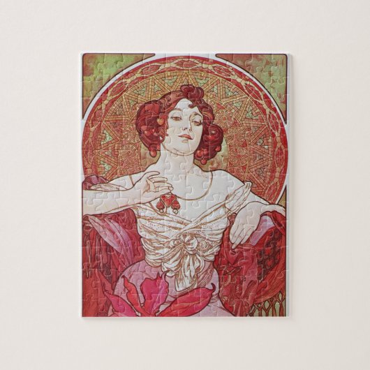 Mucha Art  Red Elegant Ruby Lady Legpuzzel (Verticaal)