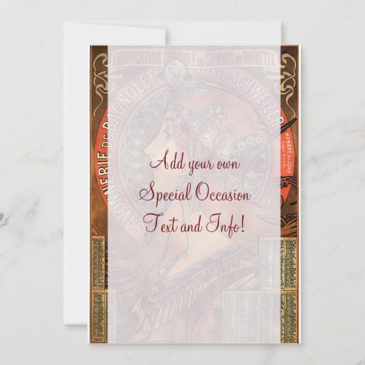 Mucha Art-uitnodigingen Kaart (Achterkant)