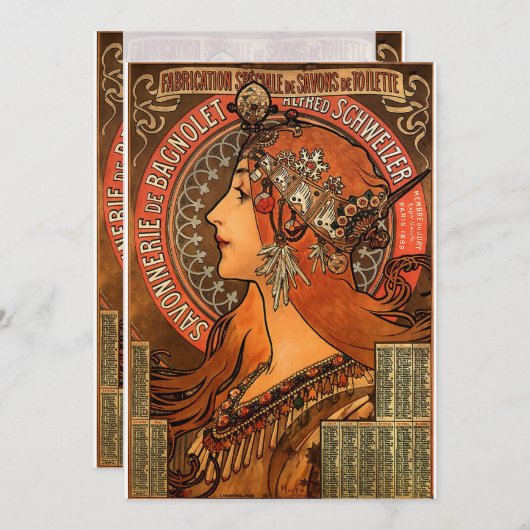 Mucha Art-uitnodigingen Kaart (Voorkant / Achterkant)