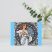Mucha art white jurk briefkaart (Staand voorkant)
