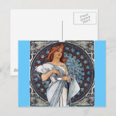Mucha art white jurk briefkaart (Voorkant / Achterkant)
