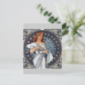 Mucha art white jurk briefkaart (Staand voorkant)