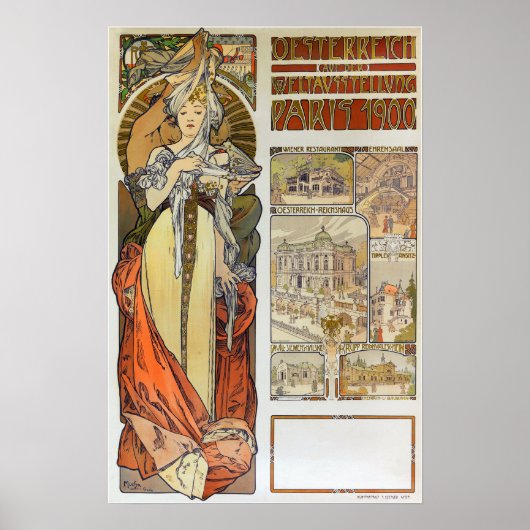 Mucha - Austrian Pavilion Paris 1900 Poster (Voorkant)
