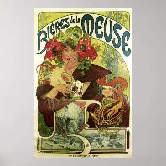  Mucha Beer Advertisement Poster (Voorkant)