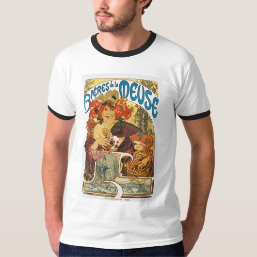 Mucha - Bieres de la Meuse (Bier van de Muse) T-shirt (Voorkant)