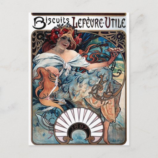 mucha biscuits Lefevre utile 1897 advertentie Briefkaart (Voorkant)