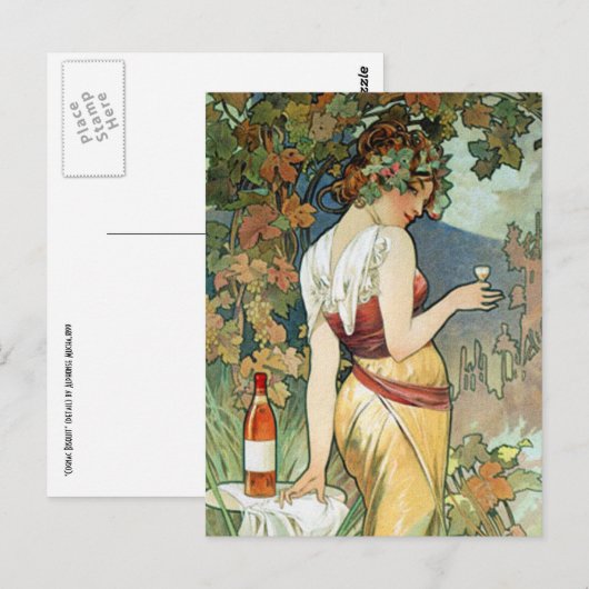 Mucha Briefkaart: Cognac - Art Nouveau Briefkaart (Voorkant / Achterkant)