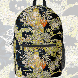 Mucha Dame met bloemen Bedrukte Rugzak