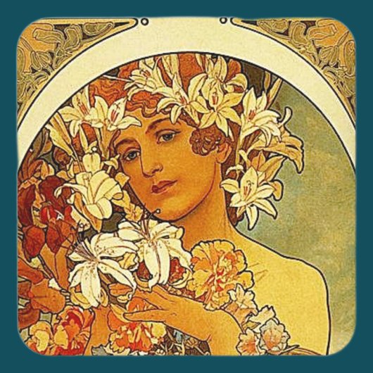 Mucha - Dame met Lilies Drankjes Onderzetter