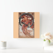 Mucha Dance Art Deco Vierkante Klok (Huis)