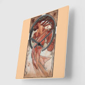 Mucha Dance Art Deco Vierkante Klok (Hoek)