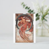 Mucha danskunst deco lady briefkaart (Staand voorkant)