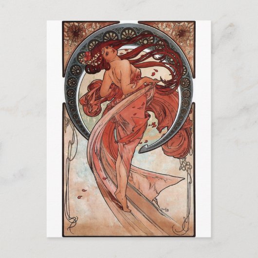 Mucha danskunst deco lady briefkaart (Voorkant)