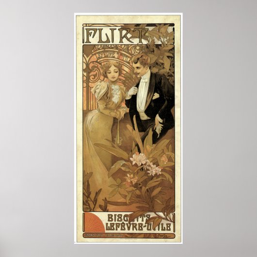  Mucha Flirt Biscuits-reclame Poster (Voorkant)