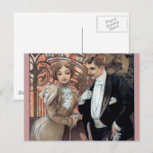 Mucha flirt man romantische liefde briefkaart (Voorkant / Achterkant)