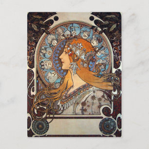 Mucha Franse Art Nouveau Astrology Briefkaart