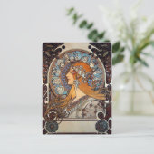 Mucha  Franse Art Nouveau Astrology Briefkaart (Staand voorkant)