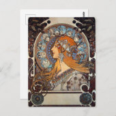 Mucha  Franse Art Nouveau Astrology Briefkaart (Voorkant / Achterkant)