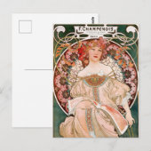 Mucha  French Art Nouveau Champenois Briefkaart (Voorkant / Achterkant)
