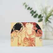 Mucha ~ Girl van het Poster van de tentoonstelling Briefkaart (Staand voorkant)