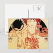Mucha ~ Girl van het Poster van de tentoonstelling Briefkaart (Voorkant / Achterkant)