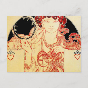 Mucha ~ Girl van het Poster van de tentoonstelling Briefkaart
