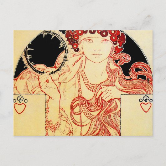 Mucha ~ Girl van het Poster van de tentoonstelling Briefkaart (Voorkant)